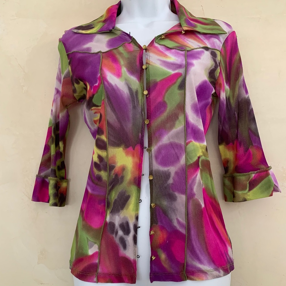 Weston Wear semi-sheer mesh western style shirt